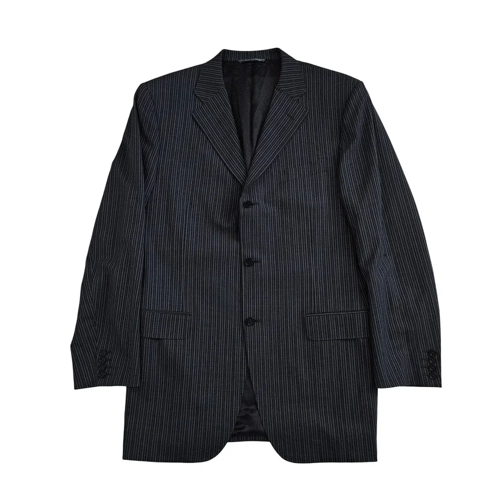 Canali Mens US 42L EU 52 Pinstripe Wool Blazer Jacket Italy Made Natural Comfort